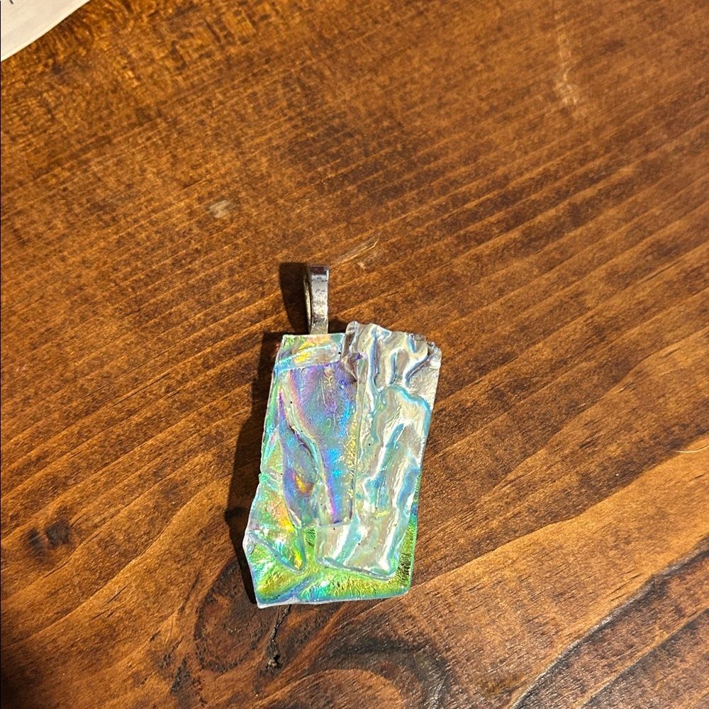 Iridescent Dichroic Glass SilverPendant